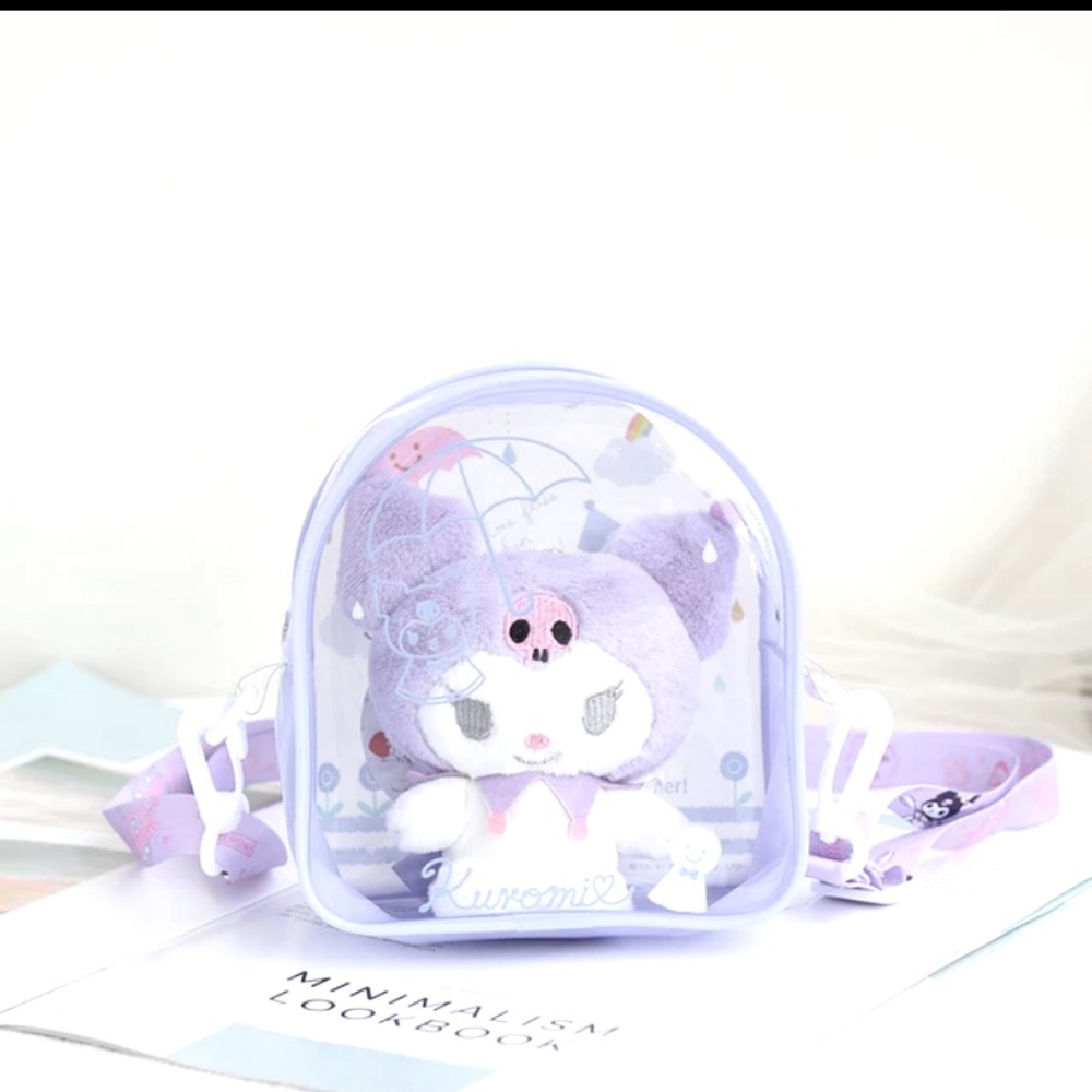 Kuromi clear backpack with plushie